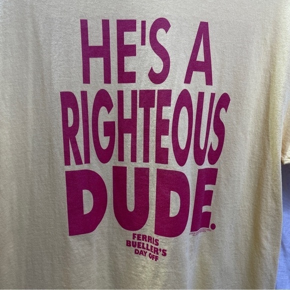 Ferris Bueller's Day Off Righteous Dude Adult 18/1 T-Shirt Banana - Picture 6 of 8